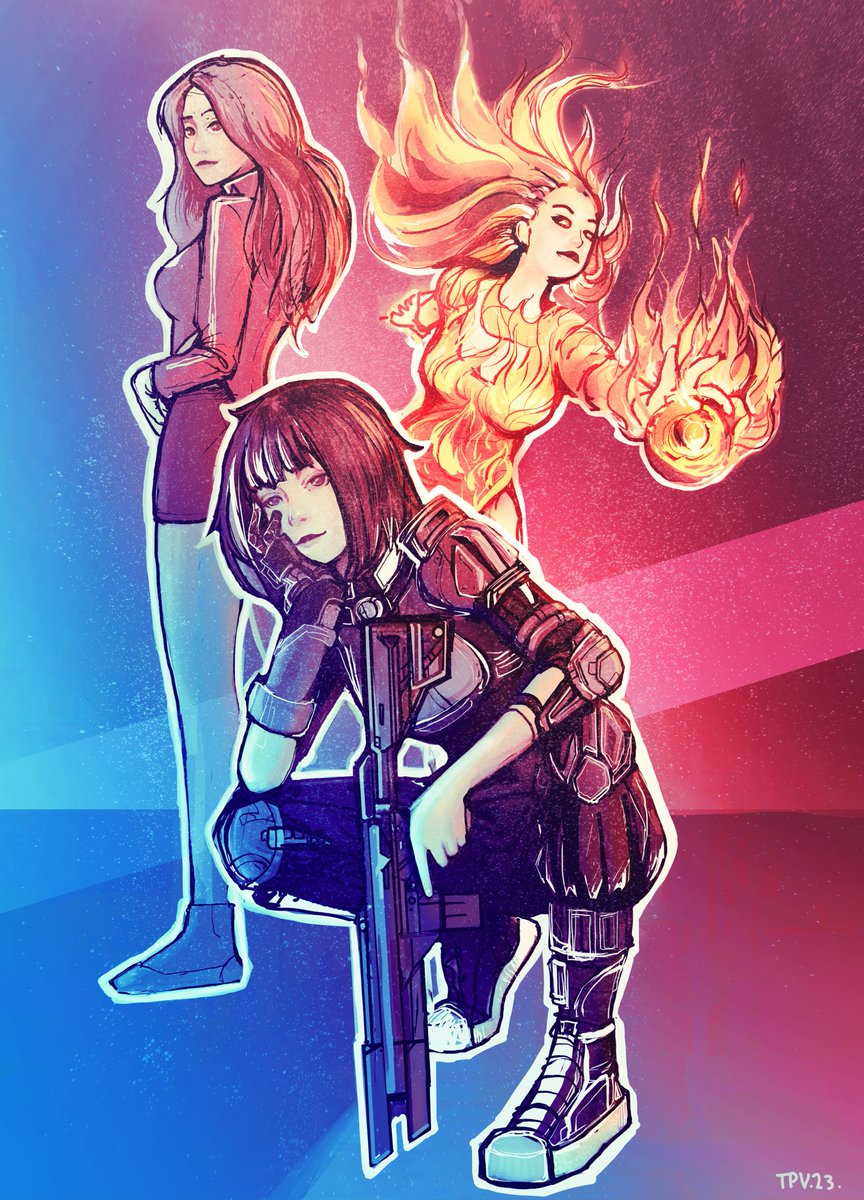 Nice and relaxing time drawing this:P Classic movieposter reb/blue color-scheme, entry for the #cafemonthlyart .