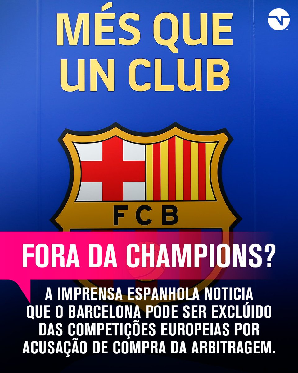 TNTSportsBR's tweet photo. EITA! 😱❌ De acordo com a imprensa espanhola, a denúncia contra o Barça pode acarretar punições graves da UEFA na próxima temporada. https://t.co/KPcMKvhMzz