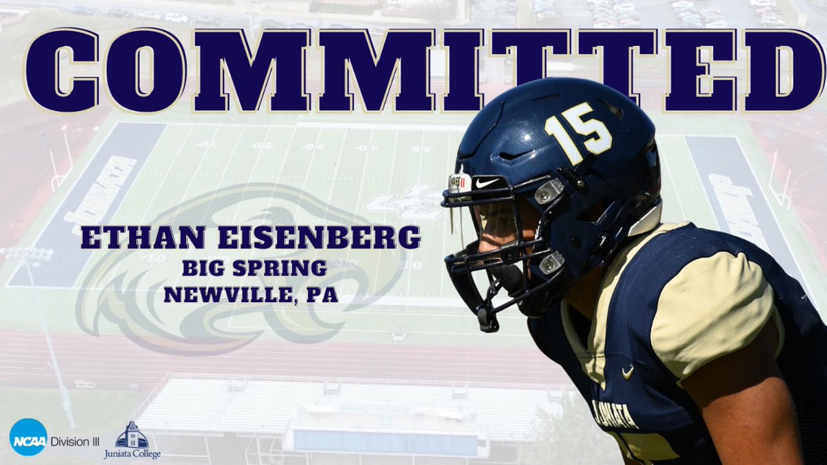 Ethan Eisenberg (@ethaneisenberg) on Twitter photo I just want to thank God, my family, friends, coaches, and my teammates for helping me reach this point. I am excited to announce my commitment to Juniata College!
<a href="/JuniataFootball/">Juniata College Football</a>
<a href="/BulldogSpring/">Big Spring Bulldog Football</a> I just want to thank God, my family, friends, coaches, and my teammates for helping me reach this point. I am excited to announce my commitment to Juniata College!
<a href="/JuniataFootball/">Juniata College Football</a>
<a href="/BulldogSpring/">Big Spring Bulldog Football</a>