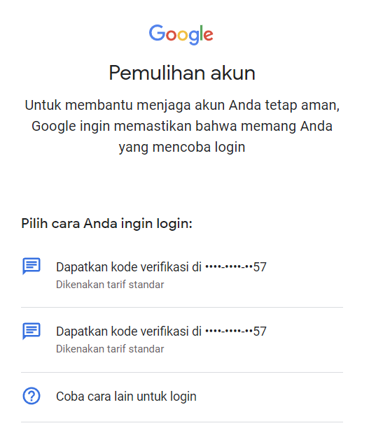 sugicloud's tweet photo. @Google My only chance to recover my account is only trough SMS Verification. I've also checked with Telkomsel, and They said there are no problem. 
I could also receive text and call as usuall. Is something blocked between google and telkomsel network? could you check? thanks https://t.co/ZVEAAheaAC