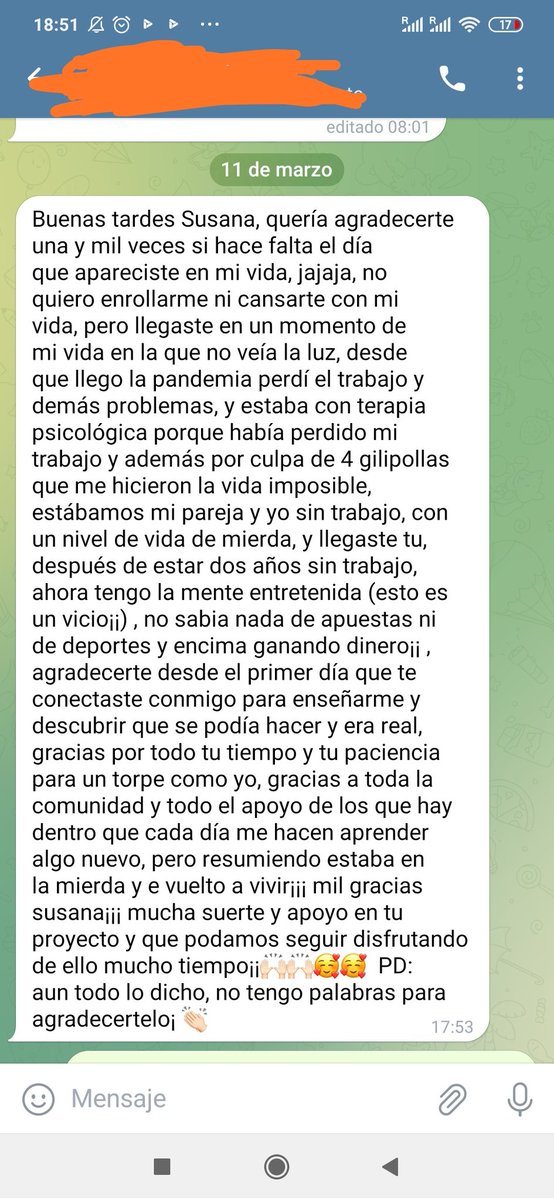 DelMatched's tweet image. Mensajes que te alegran el día 😊 #comunidad #matchedbetting #amigosdelmatchedbetting