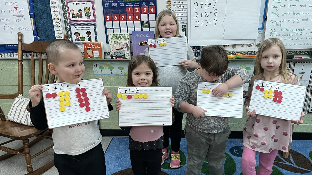 CheriZweng's tweet photo. DK has been practicing with number combinations using magnets and writing out the equations/number sentences in math! Notice how many ways students are showing (and explaining) their thinking! #dklsps #lsps https://t.co/OmH7V6HgCS