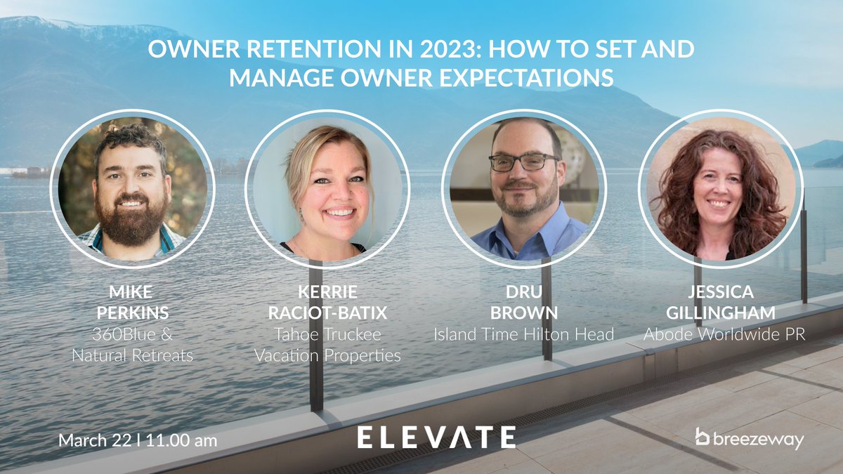 Join this ELEVATE panel on March 22nd at 11:00 am with industry pros from <a href="/360Blue/">360 Blue</a>, <a href="/TruckeeVacation/">TTVP</a>, Island Time Hilton Head, and <a href="/AbodeWorldwide/">Abode Worldwide</a> to learn how they navigate owner acquisition and retention amongst increased competition and expectations.
hubs.la/Q01Gg6dh0