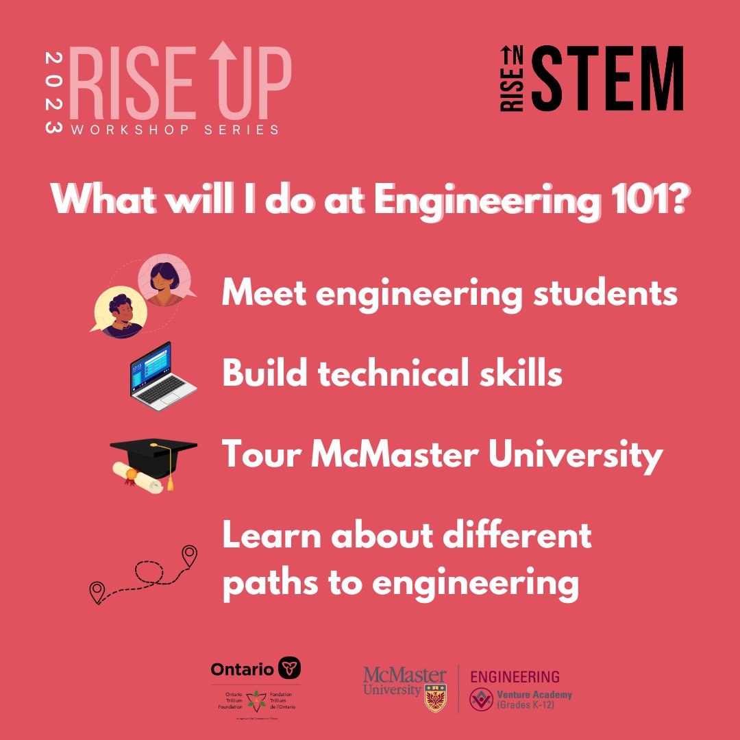 riseinstem's tweet photo. Join us and McMaster Venture Academy this March break during our Engineering 101 series! Not only will you learn a lot about the engineering basics and meet other students interested in the field.  You can sign up at https://t.co/Dtm5s8l33h https://t.co/y2nhNTeZ6h