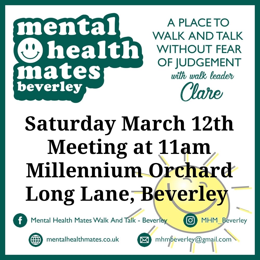 Looking forward to seeing you all tomorrow 💛  Wrap up warm, and I'll bring the hot drinks and biscuits  🍫☕️#peersupport #Beverley 
#mentalhealthawarness #mypeople #walkforwellbeing 
#walkandtalk #community