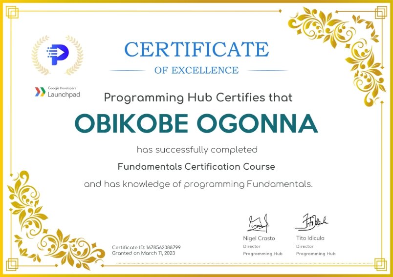 Mrobiki's tweet image. #ProgrammingHub #Certificate #Fundamentals