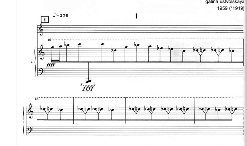 NotationIsGreat's tweet photo. This is from the "Grand duett" (for cello and piano) by Galina Ustvolskaya, "the lady with the hammer": https://t.co/cbdpZqeAZE