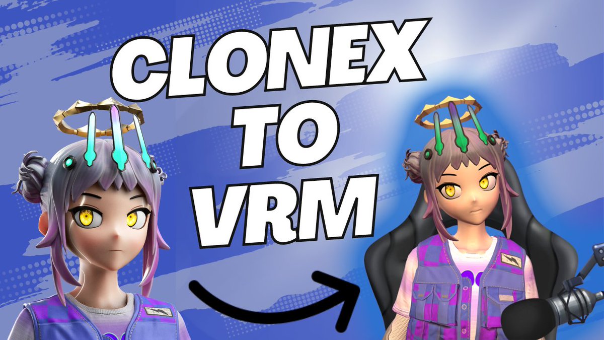 How to create a VRM from your <a href="/RTFKT/">RTFKT</a> CloneX.

Use your #CloneX in 3d worlds, on video calls, or as a super cute VTuber in 20 mins! 

Follow this video👇
youtu.be/r584veKOTSU