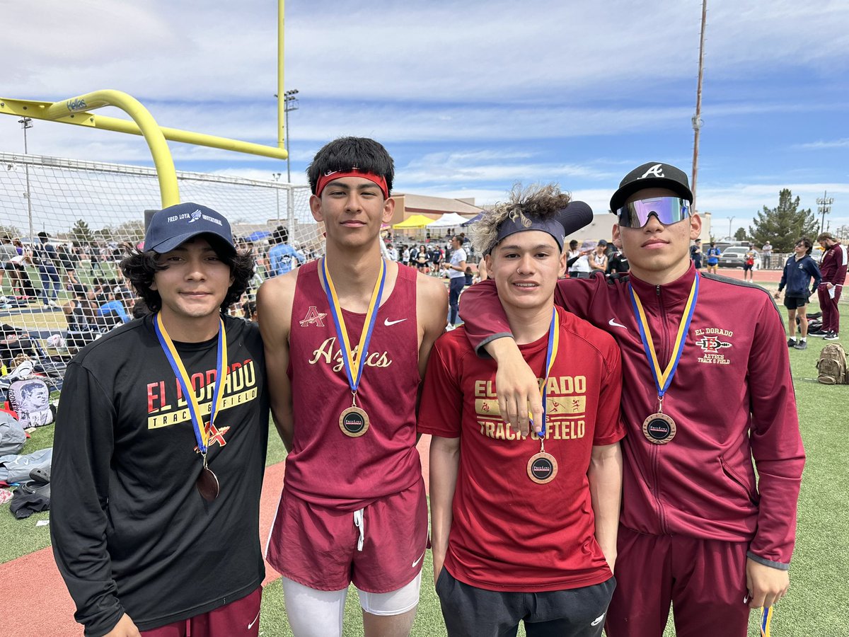 Varsity boys take 3rd in 4x100m relay! Great job gentlemen! 
<a href="/Coach1Martinez/">Frank Martinez</a> <a href="/EDAztecs_HS/">Patricia Pedroza</a> <a href="/CoachCpat_JHM/">Cedric Patterson</a> <a href="/klopez_EDHS/">Kristen Lopez</a> <a href="/CoachRamirez__/">Dominique Ramirez</a>