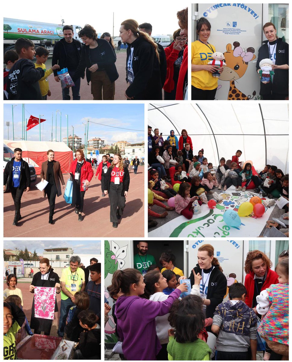 Rektörümüz <a href="/hotar_nukhet/">Prof. Dr. Nükhet Hotar</a>, Adıyaman Eğriçay Parkı Çadırkentine bilimi ve sanatı beraberinde götüren öğrencilerimizin <a href="/HepimizCocuktuk/">Hepimiz Çocuktuk</a> projesi faaliyetlerine katıldı;<a href="/DEU_GuzelSanat/">DEÜ Güzel Sanatlar Fakültesi</a> Fakültesi öğrencilerimiz ve hocalarımızın Oyuncak Atölyesi ve Ebru Atölyesinde çocuklara eşlik etti.