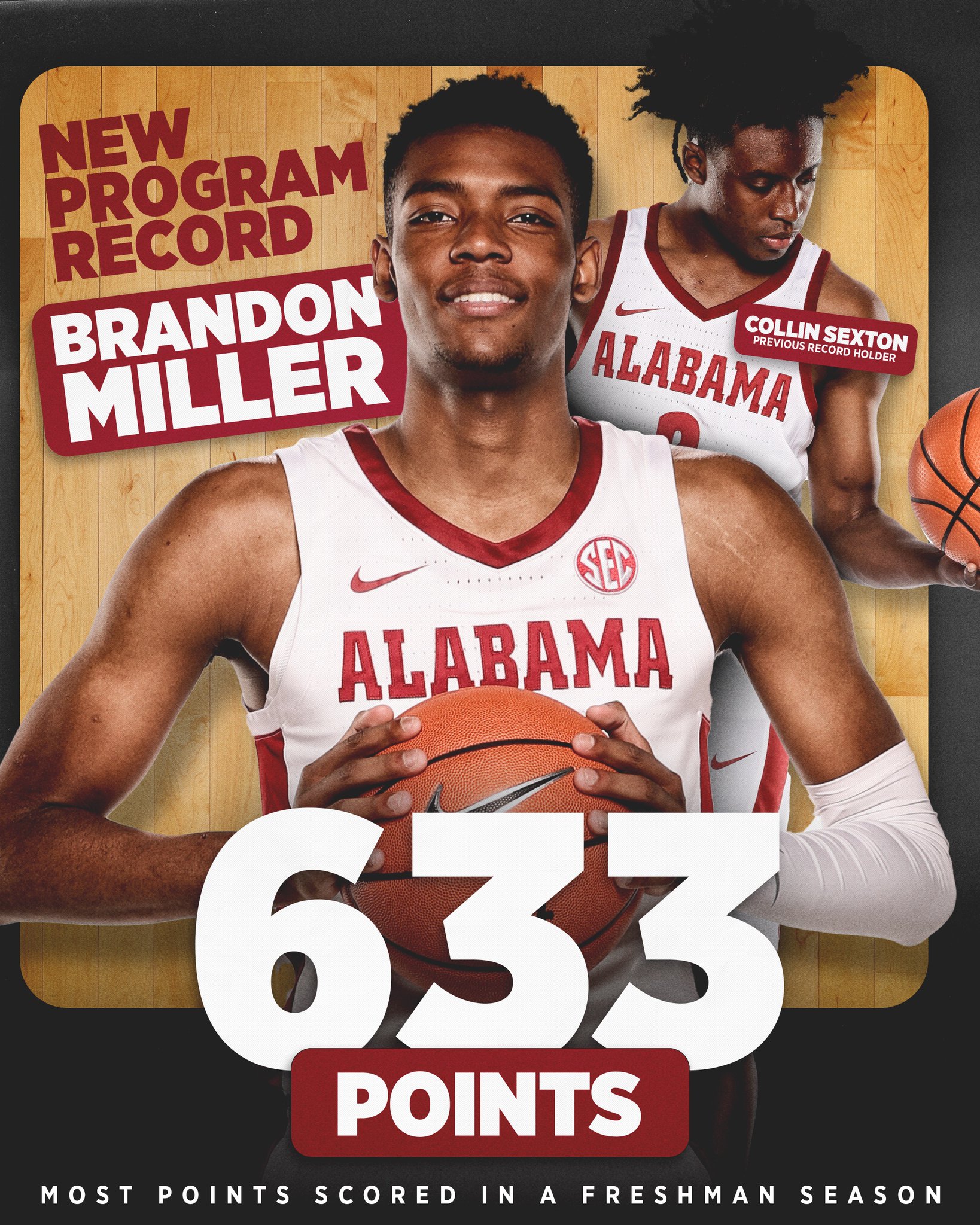 Alabama Men's Basketball on X: Congrats to Brandon Miller who was