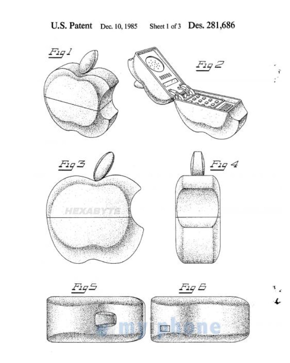 SmitCelularMX's tweet photo. Patente del Primer "iPhone" 📲
Tiene fecha de 10 de diciembre de 1985 y fué patentada por Apple como diseño ornamental para un teléfono. Y ese diseño ornamental, es ni mas ni menos que un teléfono en forma del logo de la compañía, la conocida manzana mordida. 🍎 https://t.co/sWnmjbvwR3