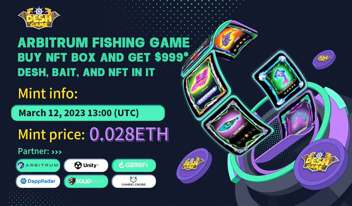 SuccessTipsAI's tweet photo. 🐠 #Arbitrum network "First Game Fishing " @Desh_Gamefi is on fire 🔥 

🚀 Highlights :
🔸 Buy NFT box with $999* Desh, bait, and NFT in it
🔸 Mint price: 0.028 $ETH
🔸 Invite friends and get 1 Lucky Blind Box

🔽 DETAILS :
https://t.co/j3KNgnLXkR https://t.co/rIwWvikCjl