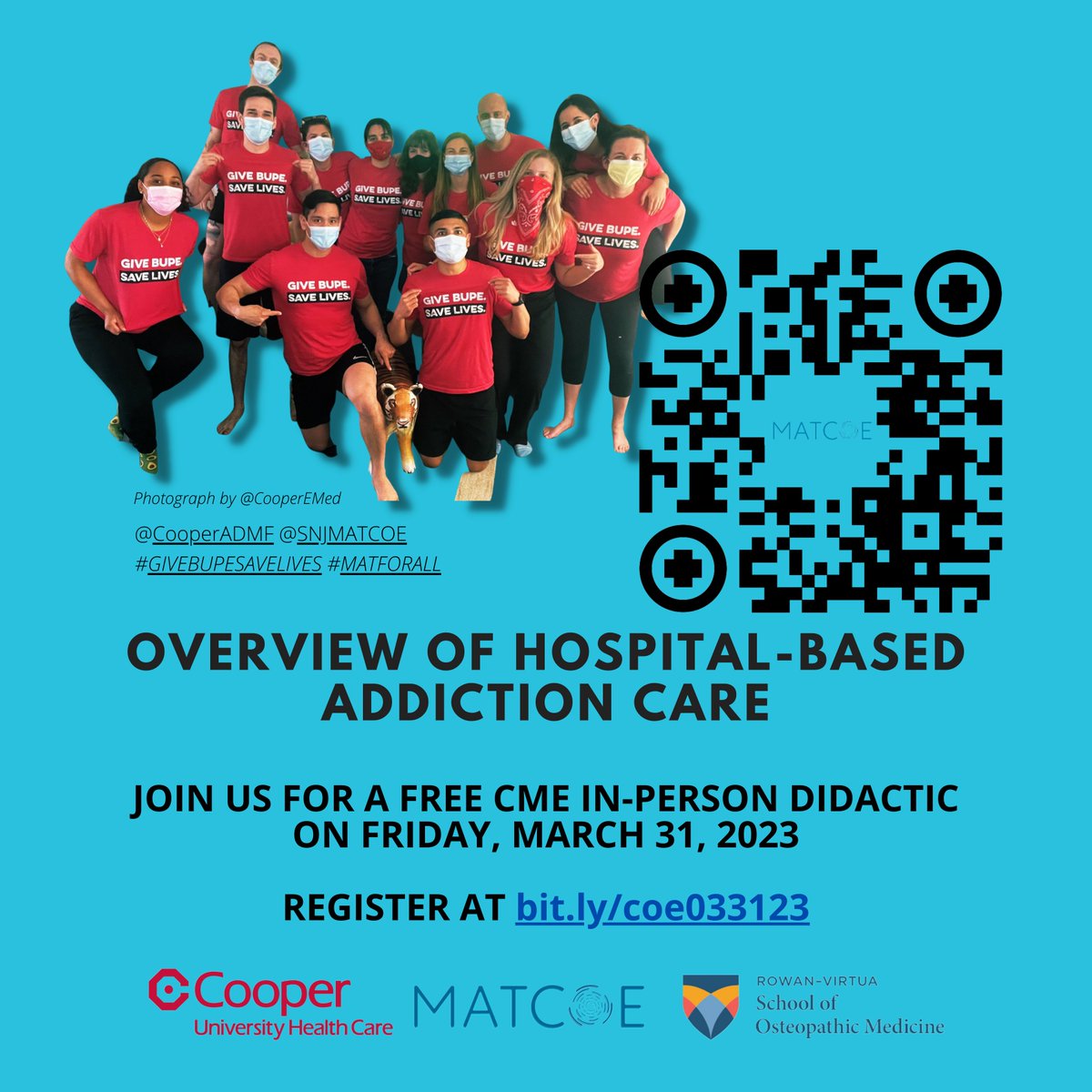 join NJ MAT Center of Excellence physicians for a free in-person CME training on #AddictionMedicine in ED and inpatient settings on March 31. #GIVEBUPESAVELIVES #MATFORALL 🙌🏽 bit.ly/coe033123