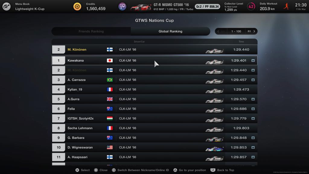 🙌Not a bad start to training. The 44-year-old veteran gets better like wine with age. 

👏 Great start to the <a href="/Anartam1/">Anartami</a> too!

#GranTurismo7  #simracing #eSports #simracingfi #GT7 #MaatueSports