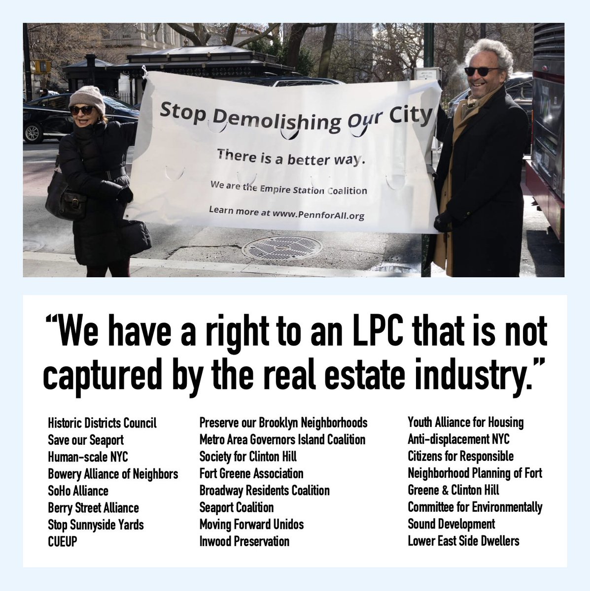 followmoneynyc's tweet photo. More than 20 groups demanding changes to @nyclandmarks, an agency they say has been “captured” by the real estate industry. More @brownstoner 🗞️ https://t.co/Y3Mlz2UMSu #ChangeLPC #NYClandmarks https://t.co/nLfIOxKCa7