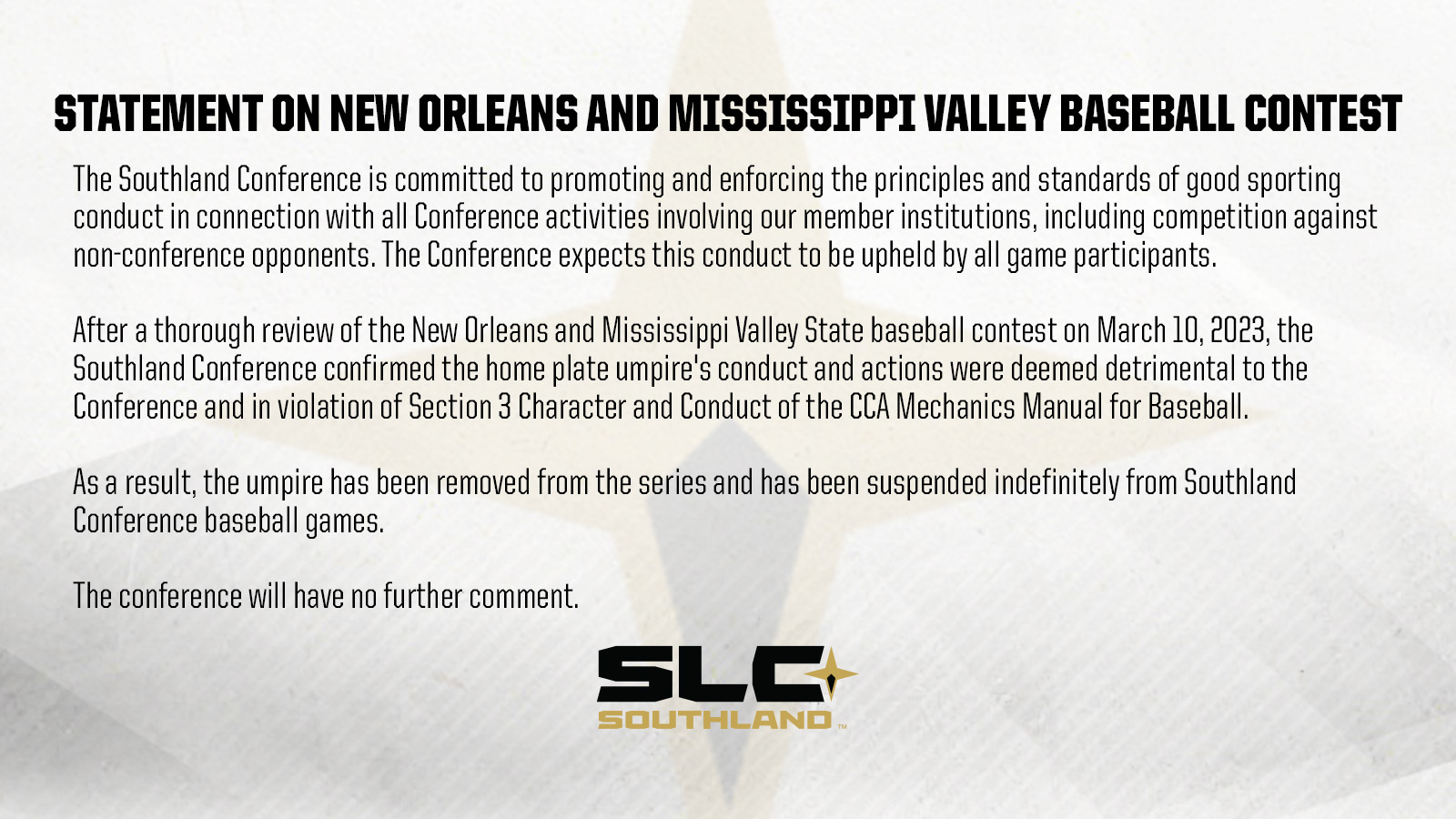Southland Conference on Twitter "The Southland Conference's statement