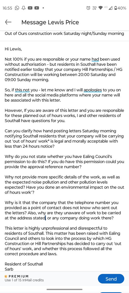 sarbsingh1980's tweet photo. FYI Company is Hill Partnerships / HG Construction. Message sent to Project Manager on LinkedIn. Questions to @Hill_Group_UK @EalingCouncil @kamnagpal @_petermason  remain unanswered https://t.co/MC9IoCnYav