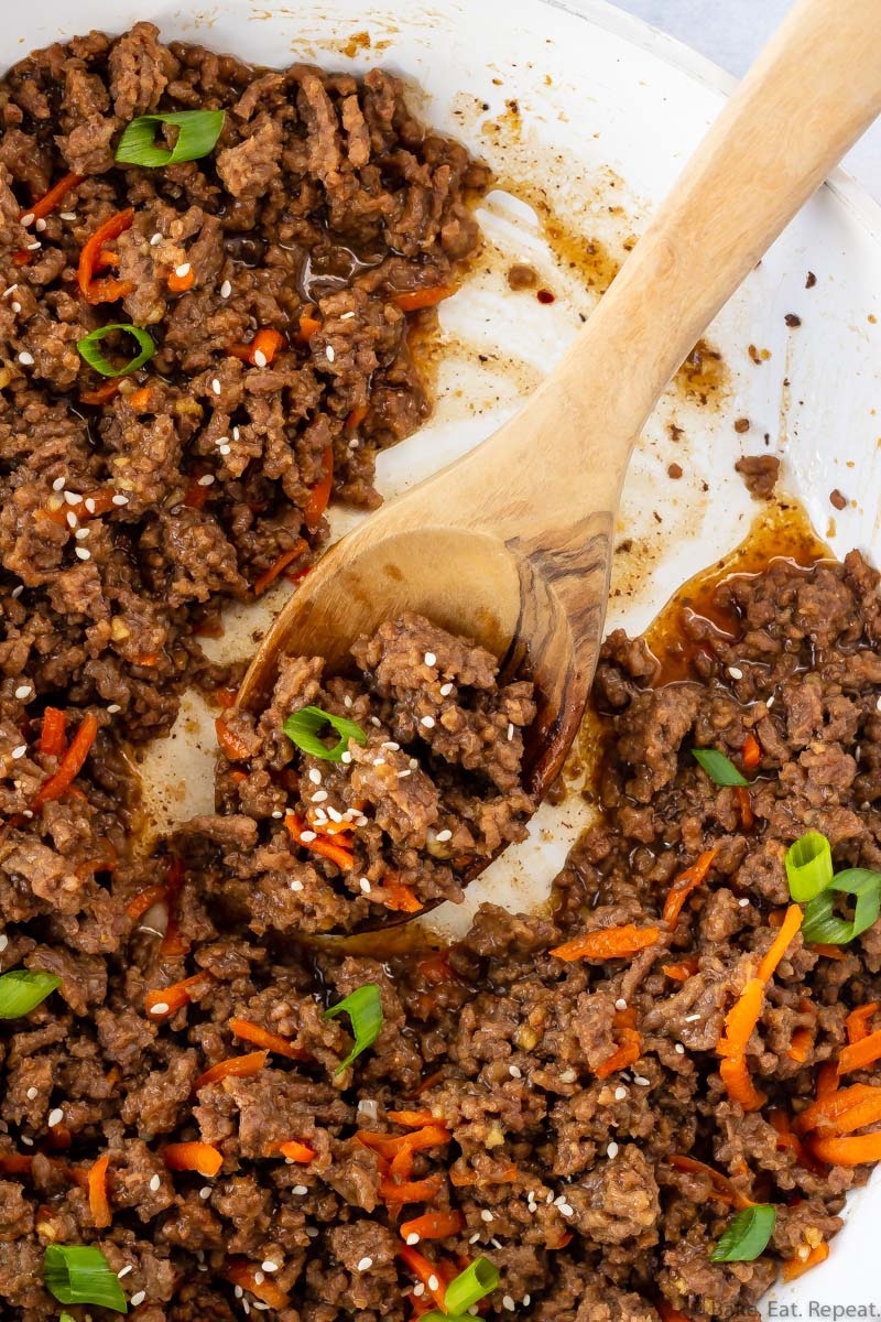 This Korean ground beef is absolutely fantastic! It’s ready in just 15 minutes, and has so much flavour. Everyone will love it! Get the recipe: bake-eat-repeat.com/korean-ground-…
