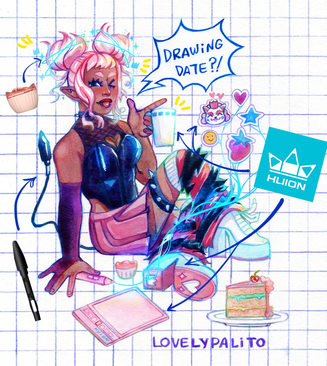 fakepalito's tweet photo. Acuarela+lápices= mejor combinación, eso y la edición digital extra 😗 en el resto de slides pueden ver la incorporación de la tableta y el logo de HUION en el diseño🙂 y otras fotitos de mi proceso 
Esta es mi participación para el concurso #TUAMORHUIONROSITA @HuionEspanol https://t.co/zMvNPcr16R