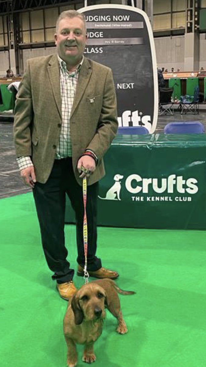 kevmaher1's tweet photo. No prizes but a great day at #Crufts with Sonny and Hattie 🐶💙 #wirehaireddachshunds https://t.co/4X3lY4OYSh