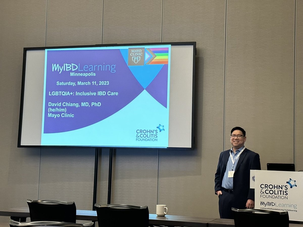 Proud of the work by @VictorChedidMD in establishing an inclusive LGBTQA+ IBD clinic. Dr. David Chiang representing him today in educating the #IBD community for #myibdlearning