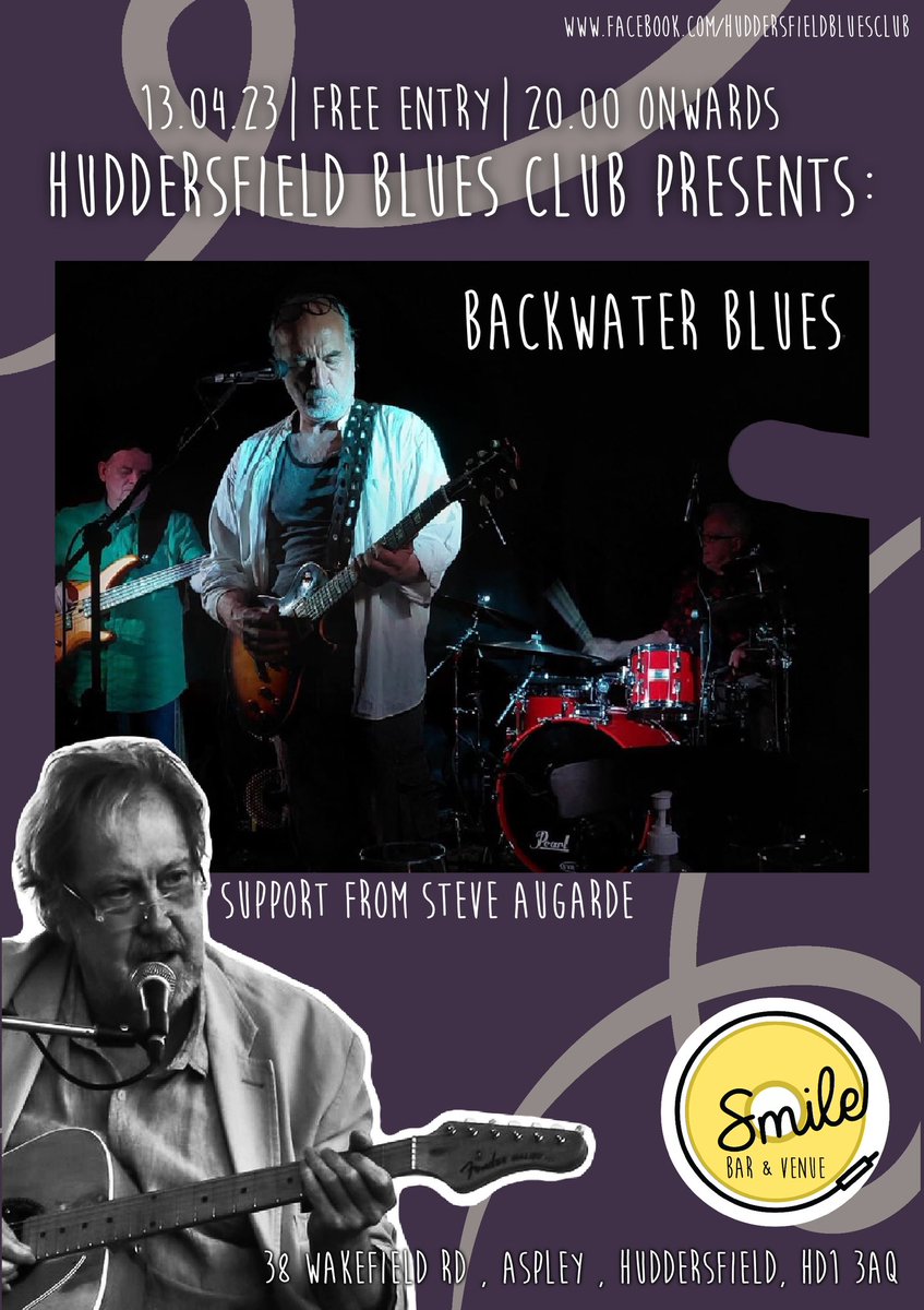 All go at #HuddersfieldBluesClub! 

After our March 16th bluesquake with @DCBluesBand / @patfulgoni & Sam …. 

We have this awesome line up April 13th -> facebook.com/events/s/hudde…

#backwaterblues #steveaugarde 
🎶🎤🎸

Monthly blues sessions @smilebarvenue #blues #bluesconcert