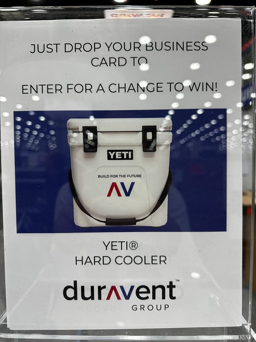 DuraventGroup's tweet photo. Are you at the @HPBExpo? Why haven’t you stopped by #booth605 to drop your business card to WIN A YETI COOLER? @DuraventGroup https://t.co/IjhMsLRaj7