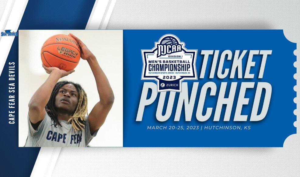 Cape Fear is headed to Hutch! 🛫

The Sea Devils defeat Brunswick 85-65 in the Atlantic District Championship to punch their ticket to the #NJCAABasketball DI Men's Championship tournament! 🎟️👊

njcaa.org/sports/mbkb/20…