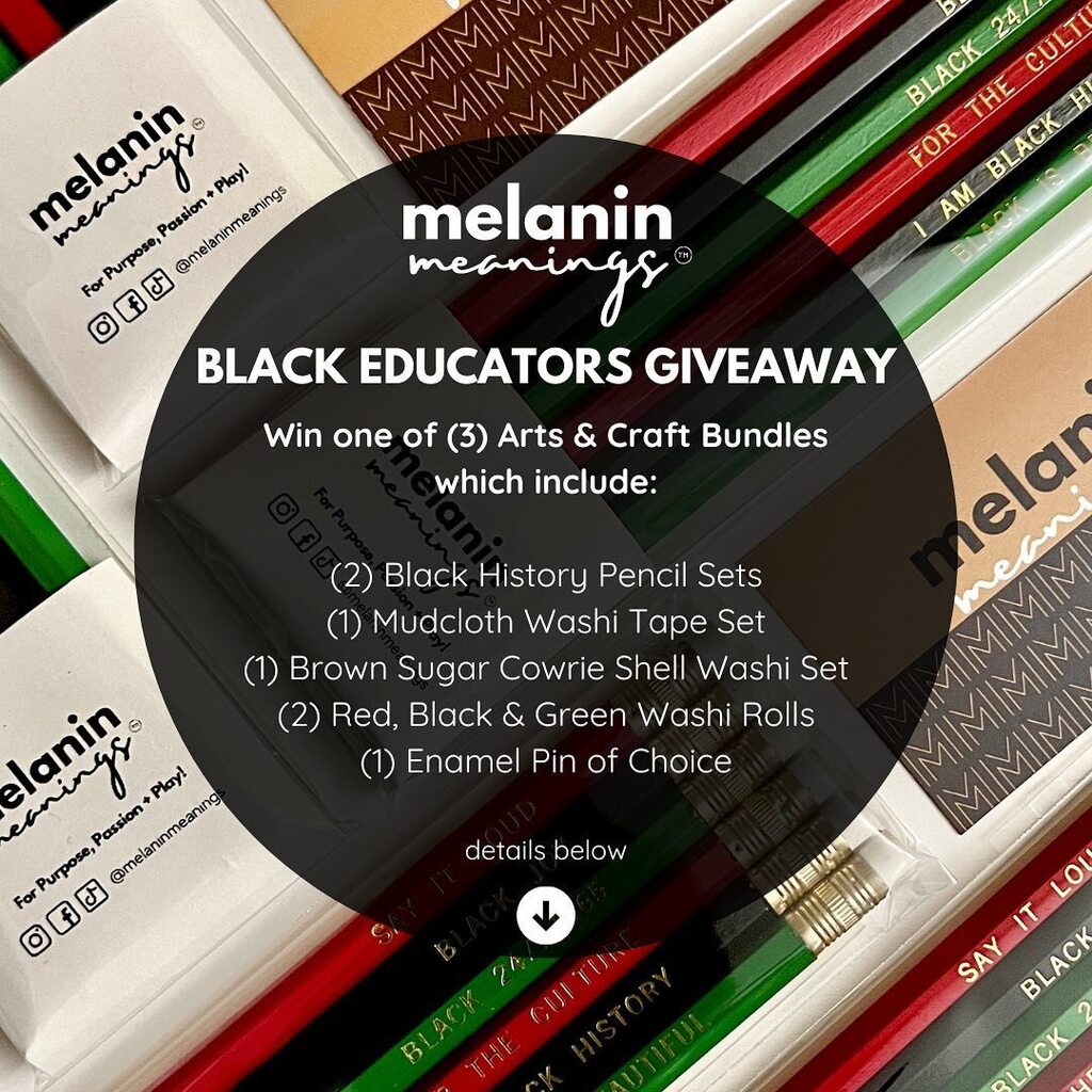 ❤️🖤💚 Giveaway Details ❤️🖤💚

We're celebrating 3 #BlackEducators with a collection of our goodies we’re dubbing the ‘Arts &amp; Craft Bundle’

Here's how you can enter:
⁣
1️⃣ You must be following our page⁣

2️⃣ Tag another Black educator in the comments
… instagr.am/p/CpL3710Pc6j/