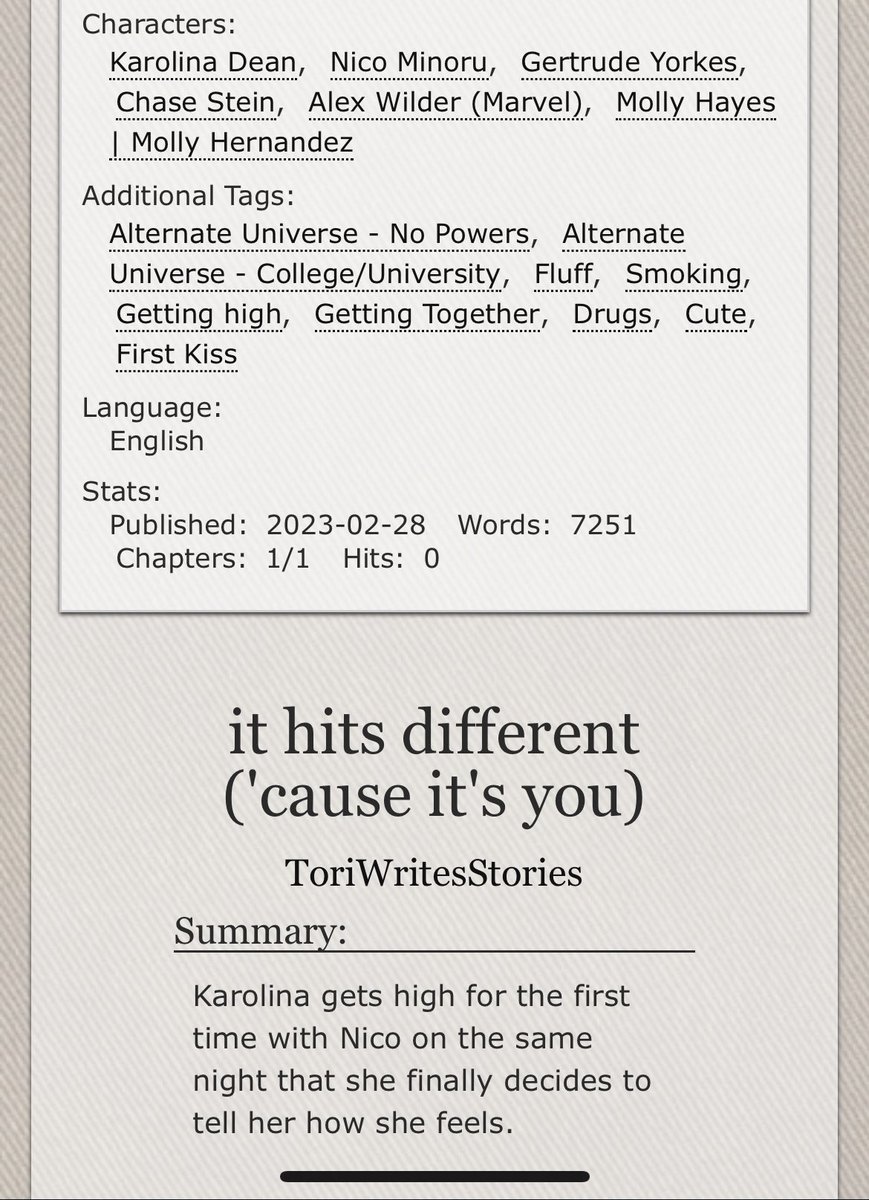 ToriWrtsStories's tweet photo. sooo i’m pretty sure the #runaways and #deanoru fandom is like pretty dead, but on the off chance that people still read this stuff… I just posted a fluffy deanoru one-shot 💕✨😌 https://t.co/HtnfuNjmRo https://t.co/H8u7UNqaCC