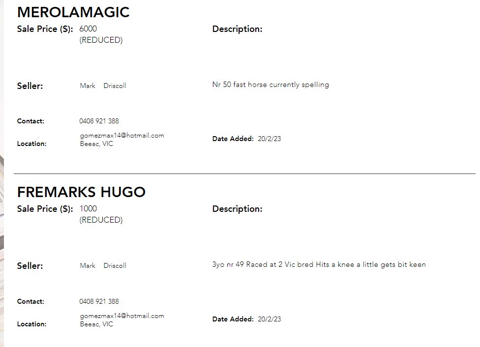 ***** REDUCED ***** 
MEROLAMAGIC $6k
FREMARKS HUGO $1k
for more info go to :
bit.ly/standardbredsf…