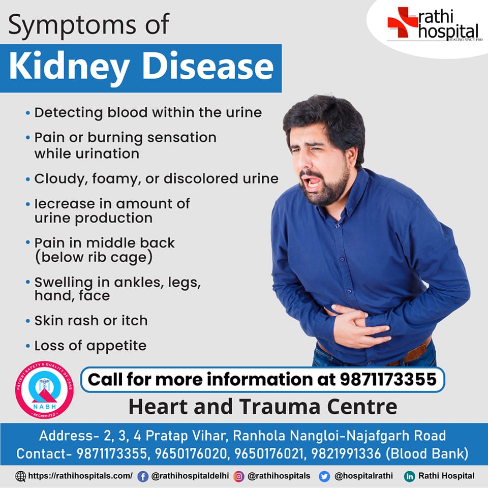 HospitalRathi's tweet photo. #kidneyproblems
Here are some symptoms of kidney disease. If you're facing any of these problems then consult with our experts today at 9971173355
.
.
#Rathihospital #kidneystone #kidneyinfection #kidneypain #kidneydisease #multispecialisthospital https://t.co/AILgb5S20E