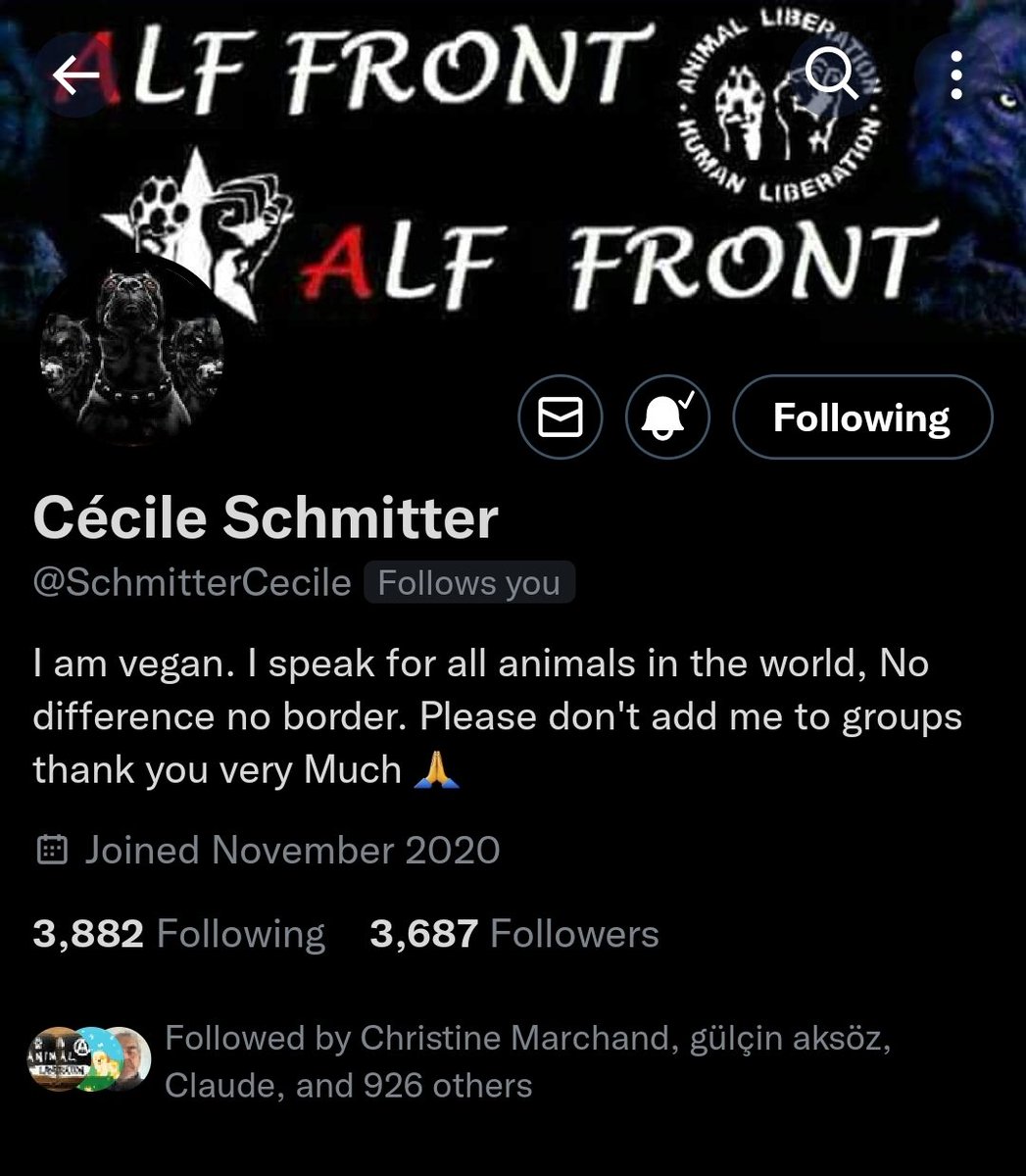 With deep regrets I need to inform you that @SchmitterCecile an amazing fighter for all oppressed will be absent for some while. She has worked endlessly for all especially the most oppressed on this planet the Animals. I will be next to you always.