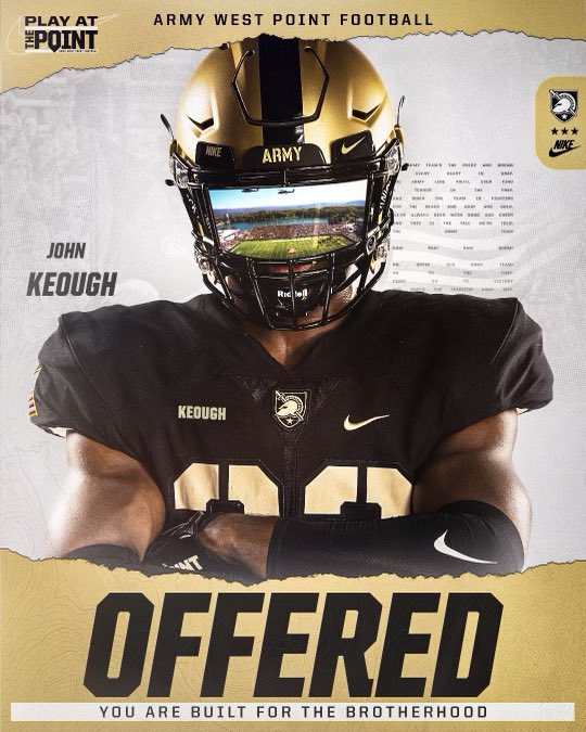 John_keo_'s tweet photo. After a great phone call with @CoachBPowers I am greateful and excited to say that I have reciever an offer from @ArmyWP_Football! @ArmyFB_Recruit @nalexanderWJHS @WalshJesuitFB https://t.co/L95F6CKUpK