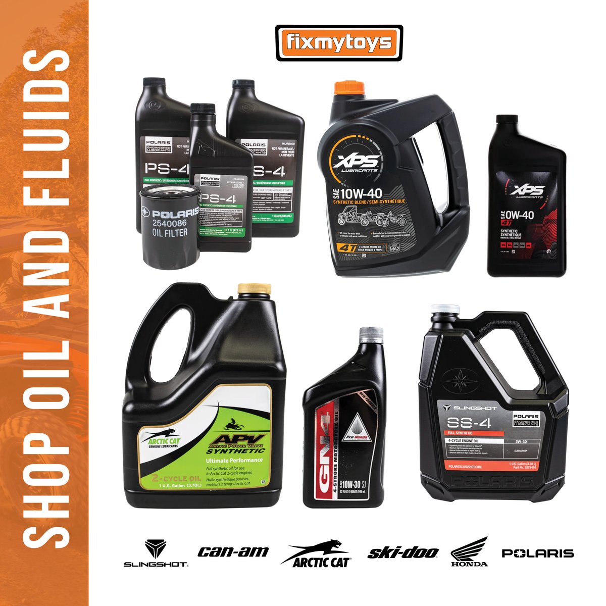 FixMyToys's tweet photo. Maintain your ride! Get free, same-day shipping on engine oil and fluid kits for orders over $29 prior to 2:30PM (EST)

#polaris #arcticcat #brp #canam #skidoo #honda #atv #offroad #sidebyside #snowmobile #orv #offroadvehicle #allterrainvehicle https://t.co/M4LLCX2hOf