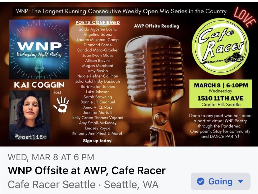 Jazzed to be reading and dancing with this crew at WNP Offsite on 3/8! Join us!