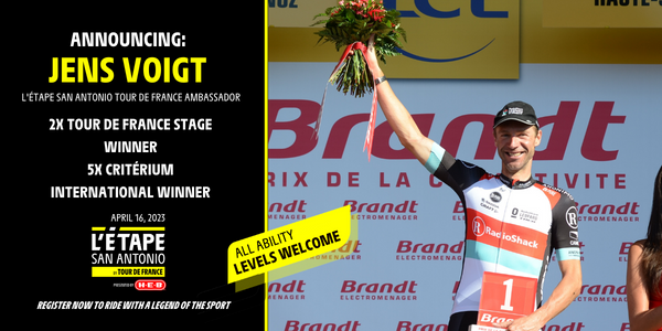 SA_Sports's tweet photo. Tour de France champion Jens Voigt will be part of Fiesta FitFest pres. by @HEB. He'll be the official Ambassador for L’Étape San Antonio by Tour de France. Known for his quote, “Shut Up Legs” that has inspired cyclists worldwide, his visit is made possible by @XPEL. https://t.co/xLAD302TYx
