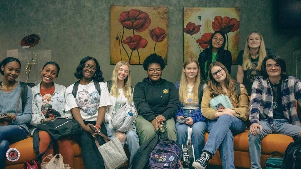 MCHS_AMC's tweet photo. We took a field trip! 
🎤🎧
MPB radio station. The juniors in the HTVP class got to see live broadcasting, editing, and have future opportunity discussions within the radio &amp; podcast world. :) https://t.co/PXbZH8ePZT https://t.co/q0A7zFSPeE
