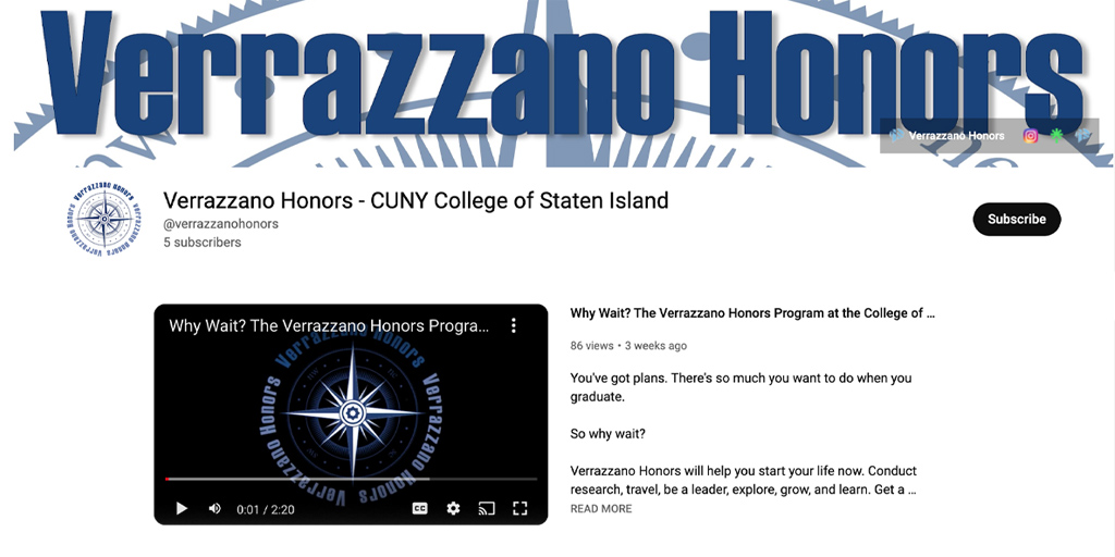 Have you checked out the Verrazzano Honors Program's **NEW** YouTube Channel yet? If not, learn more, take a peek at their new video 'Why Wait?' and subscribe today! Read more: ow.ly/1bLq50N3YFa #WeAreCSI #OpportunityandChallenge #CUNY