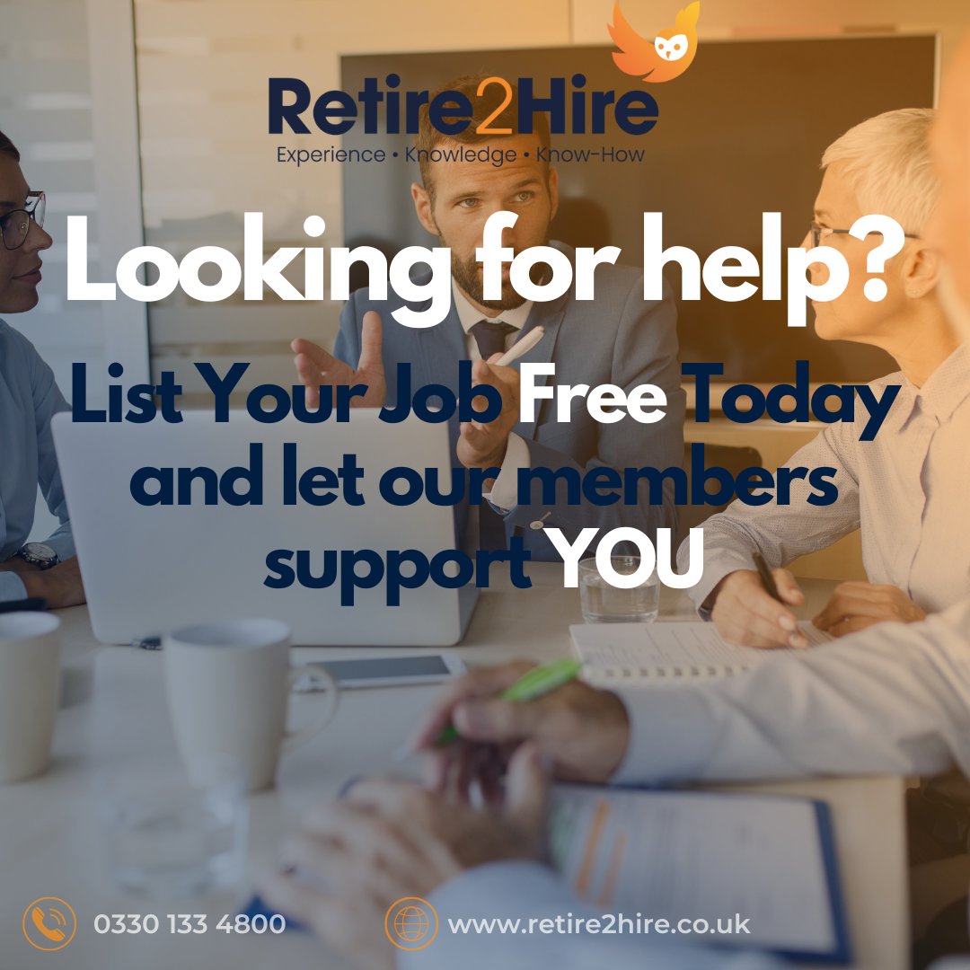 Retire2H's tweet image. Retire2Hire is the premier website dedicated to the retirement sector. Our talented community of retirees is here to help with a wide range of services, from painting and home repairs to planning applications and legal advice. 📞 0330 133 4800🌐 retire2hire.co.uk