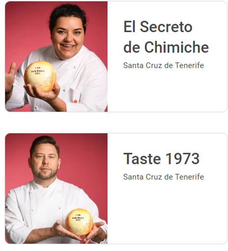 GastroCanarias's tweet photo. Nuevos #SolesRepsol de Tenerife 🌞🌞🌞🌞!!!
Felicidades a Diana Marcelino, chef de #ElSecretodeChimiche; Diego Schattenhofer de #Taste1973; José Luis Espino de #Bevir y a Borja Marrero de #Muxgo por el reconocimiento al trabajo que realizan y que impulsa la gastronomía canaria. https://t.co/bajspPfMe7