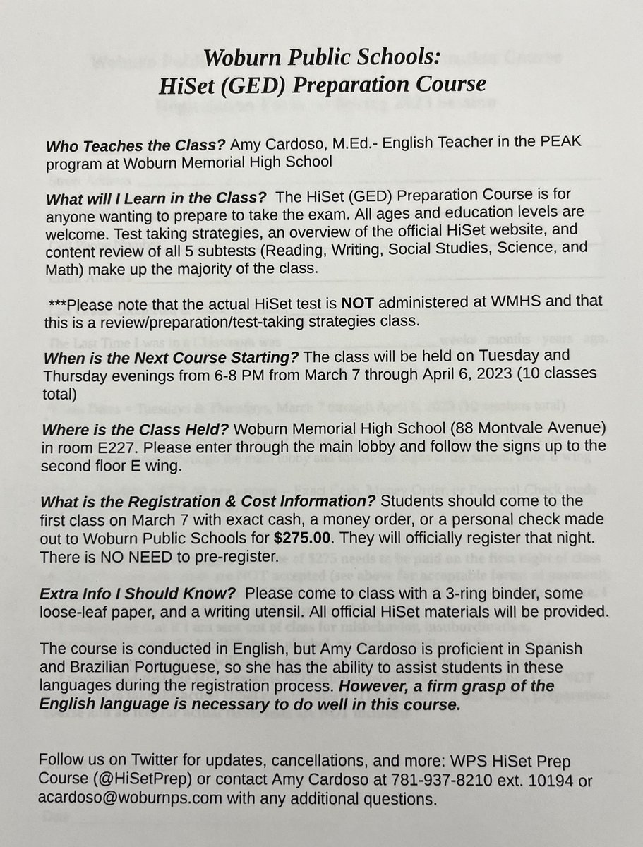 WPS HiSet (GED) Prep Course tweet media