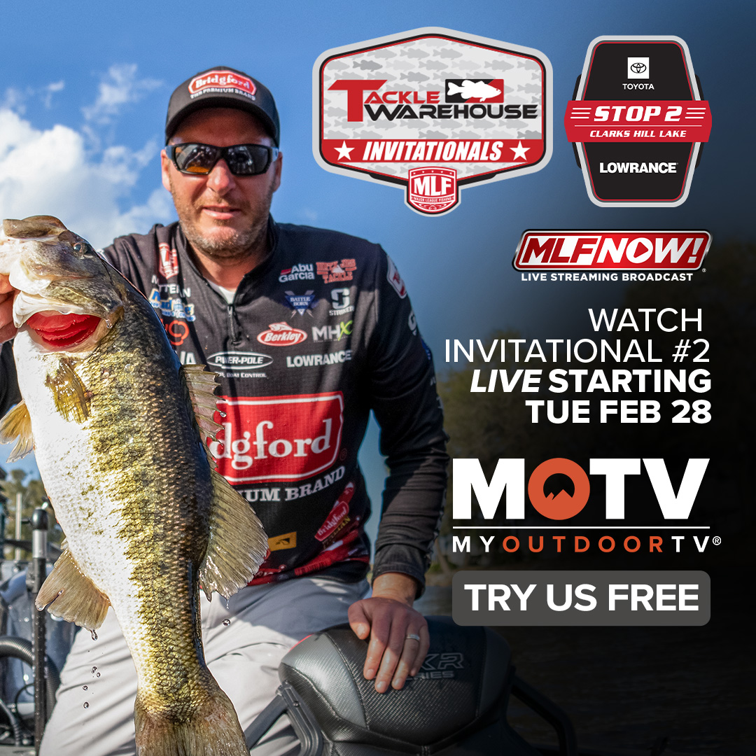 MyOutdoorTV's tweet photo. Catch #MLFNOW! #TackleWarehouse Invitational #2 — #Streaming #LIVE starting tomorrow, February 28th, only on #MyOutdoorTV!  @MajorLeagueFish https://t.co/AoOdYhkcqP