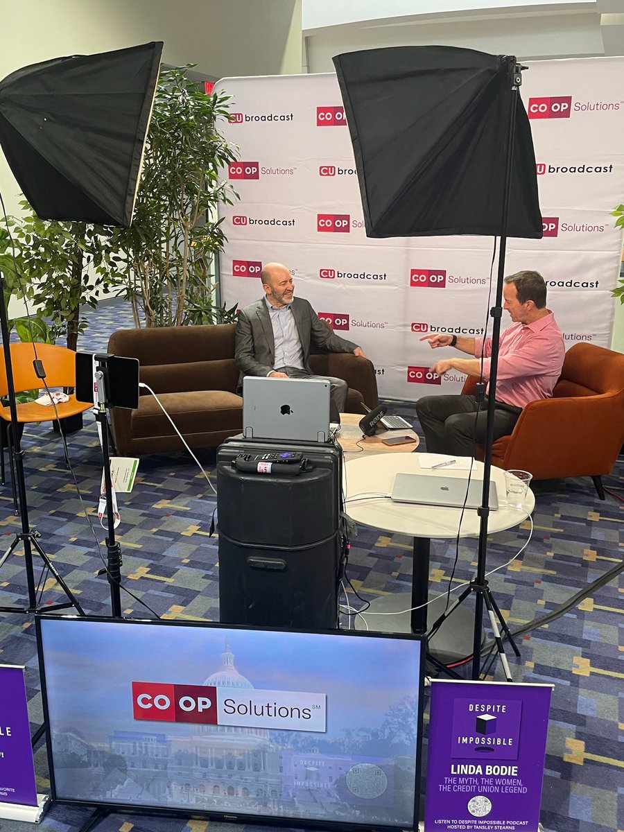 TruStage's tweet photo. Eric Hansing, SVP of strategy, marketing and communications, is talking with Mike Lawson from @CUbroadcast about CUNA Mutual Group's upcoming brand transformation to TruStage! #CUNAGAC https://t.co/zYw7wBAfbS