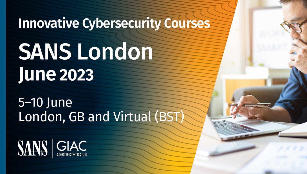 SANSEMEA's tweet image. Happening 🔜 in  🏴󠁧󠁢󠁥󠁮󠁧󠁿 England | SANS London June 2023 | In-Person &amp;amp; Live Online

Learn from the best👇
#SEC504 with @kevinbfiscus
#SEC401 with @MitropoulosNick
#FOR500 with @lee_whitfield

➕ More Courses &amp;amp; Register:  sans.org/u/1p23

#CyberSecurityTraining