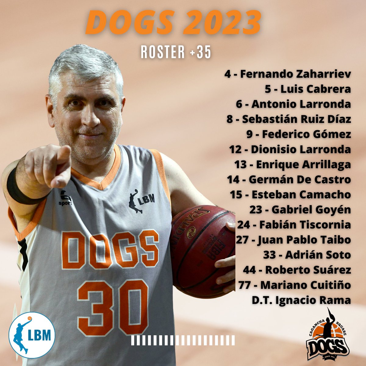 CaganchaDogs's tweet photo. El 2023 viene con nuevos desafíos para los #Dogs. Nos embarcamos en la @LBM_uy +35 y este es el plantel que defenderá a nuestra gloriosa institución. 

Próximamente publicamos el calendario de partidos y el de los asados 😂 https://t.co/UHTWHp8NFf