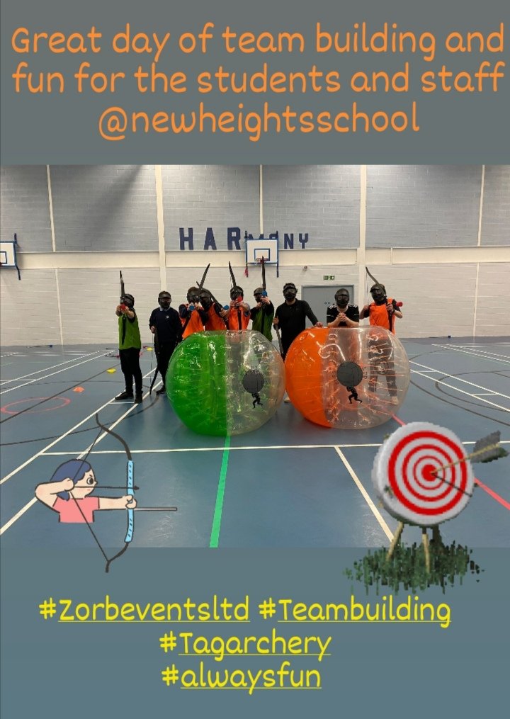 zorbeventsltd's tweet photo. Great day today of team building and fun with all the students and staff @newheightssch doing Tag Archery, some great shots today! See you soon π―πΉπ―πΉπ
#zorbeventsltd #alwaysfun #Tagarchery #Teambuilding https://t.co/HldSOYiDaX