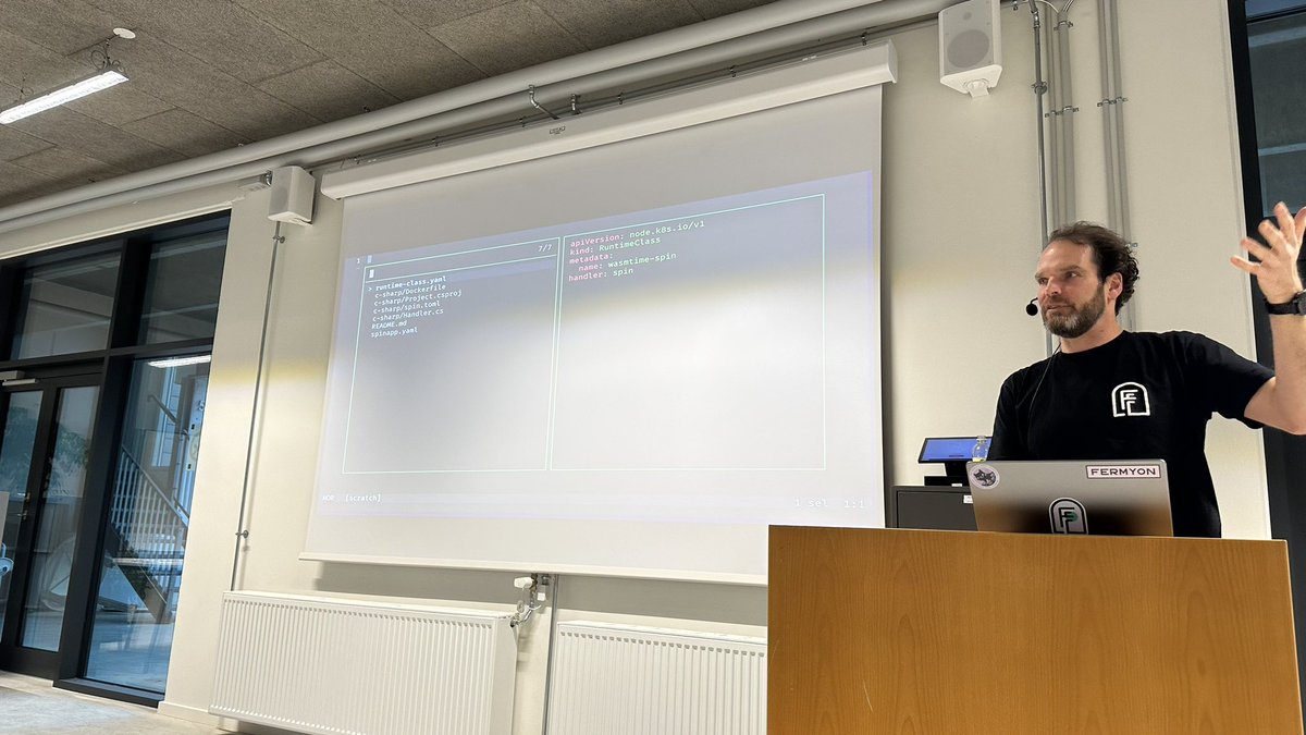 phennex's tweet photo. βWhat will #wasm give us?β
- Better security
- Better portability
- Mix and match programming languages
- Easier management of workloads
- Less complexity writing #microservices
@mikkelhegn from @fermyontech at #CloudNativeAarhus tonight! Thank you for a great talk π https://t.co/mnOdI6sArp