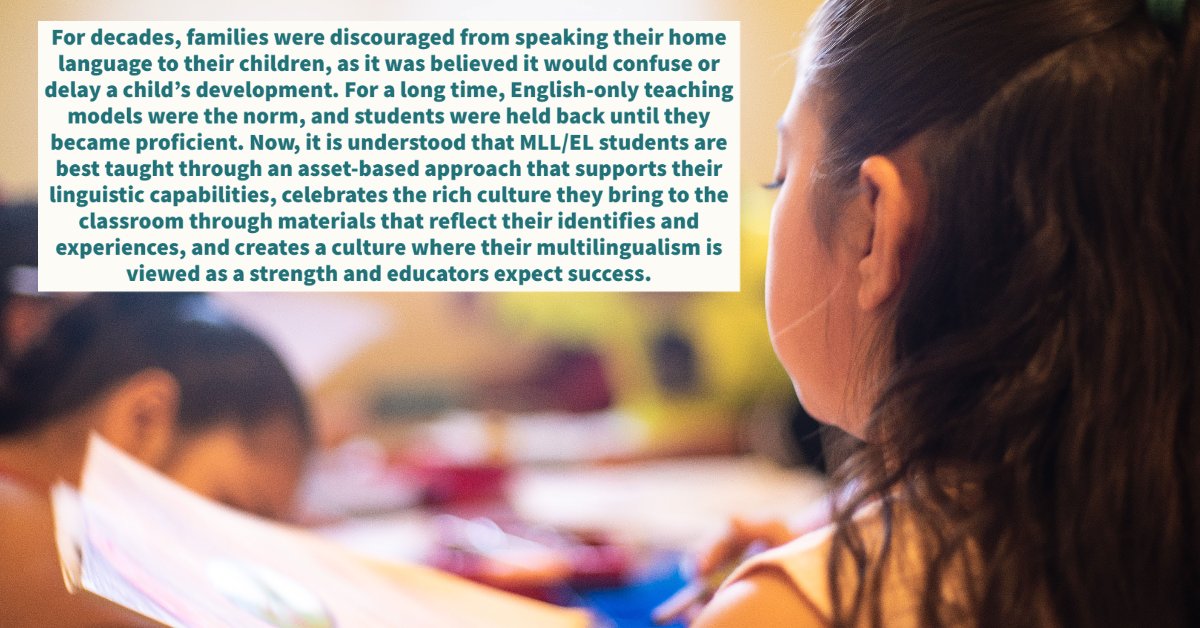Perspectives about how to best serve Multilingual Learner (MLL) students are changing. 

Previously viewed with a deficit lens, we know that being an #MLL student is a *strength*

#MLLRI #EdChatRI <a href="/NellieMaeEdFdn/">Nellie Mae Ed. Fdn.</a>